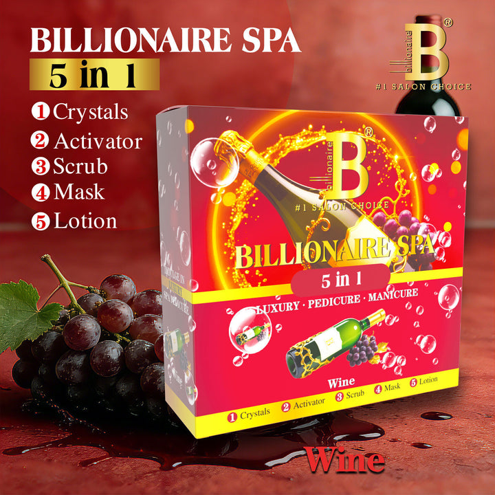 Billionaire Bubble Spa Nail Deluxe Pedicure Kit 5 Steps - Wine