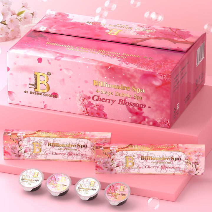 Billionaire Bubble Spa Nail Deluxe Pedicure Kit 4 Steps - Cherry Blossom