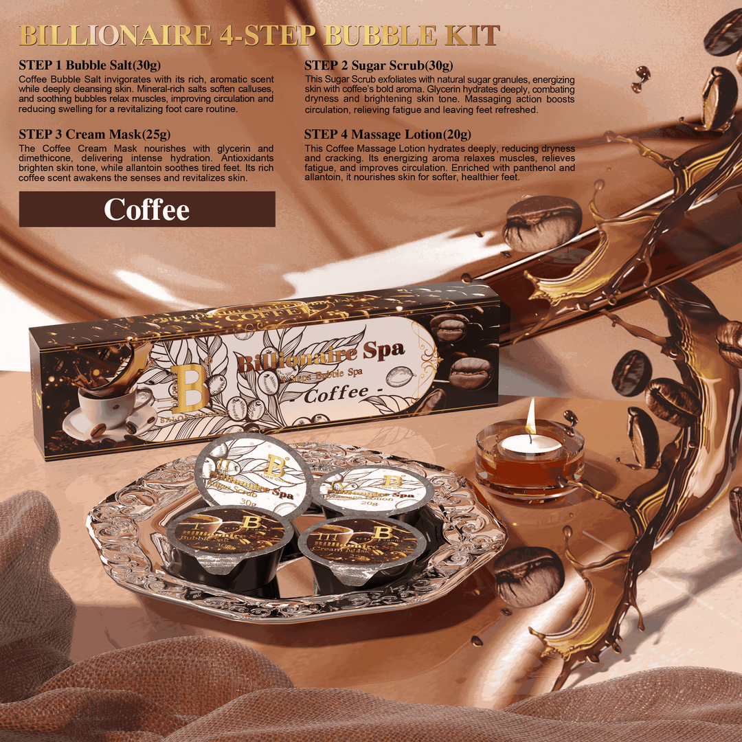 Billionaire Bubble Spa Nail Deluxe Pedicure Kit 4 Steps - Coffee