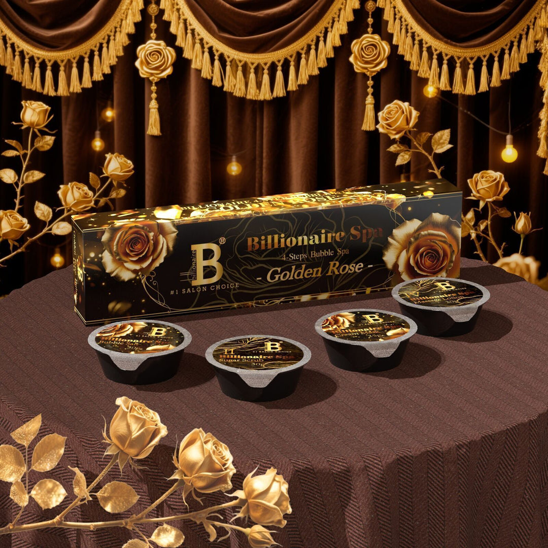 Billionaire Bubble Spa Nail Deluxe Pedicure Kit 4 Steps - Golden Rose