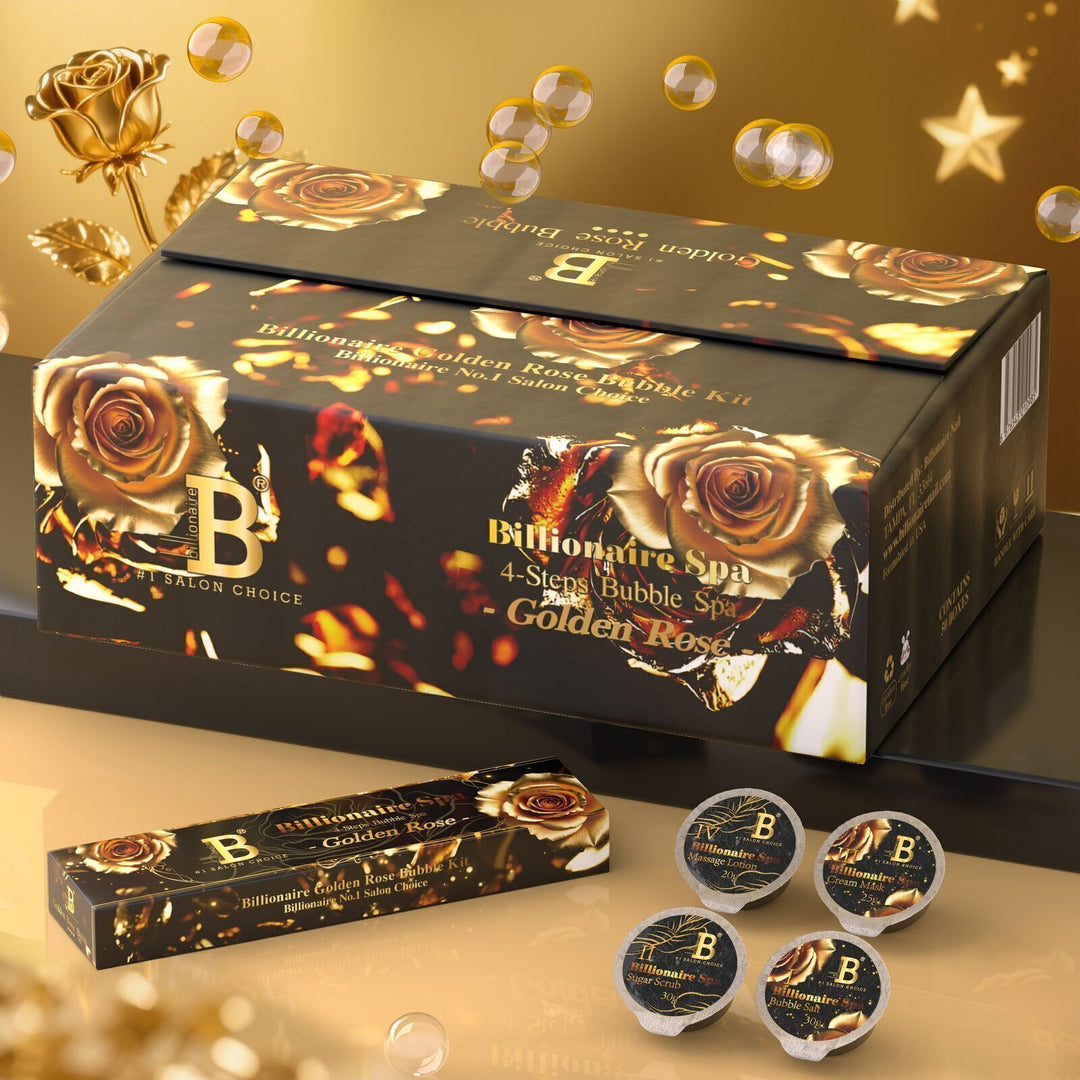 Billionaire Bubble Spa Nail Deluxe Pedicure Kit 4 Steps - Golden Rose