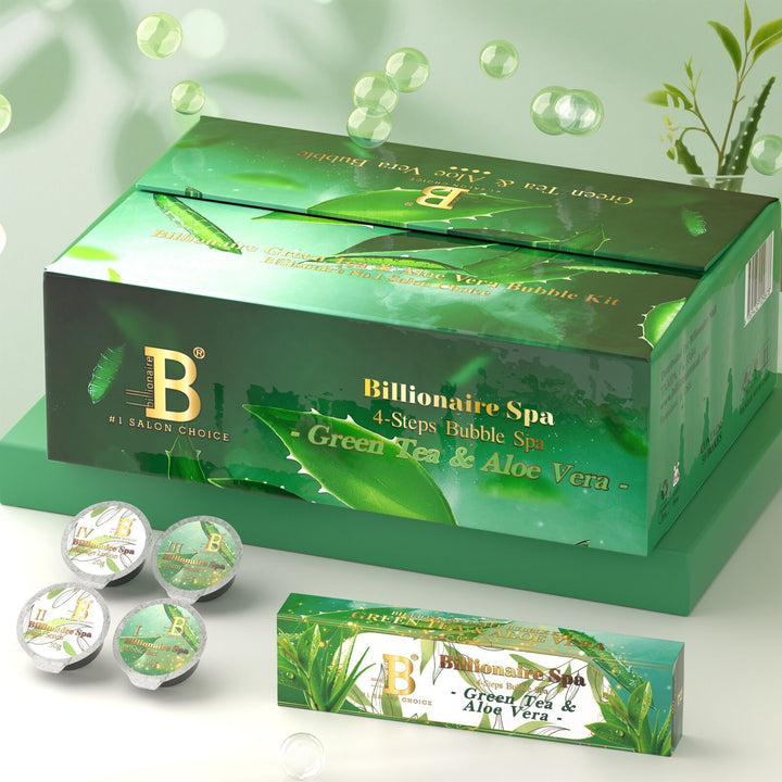 Billionaire Bubble Spa Nail Deluxe Pedicure Kit 4 Steps - Green Tea & Aloe Vera