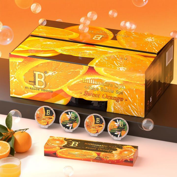 Billionaire Bubble Spa Nail Deluxe Pedicure Kit 4 Steps - Sweet Orange