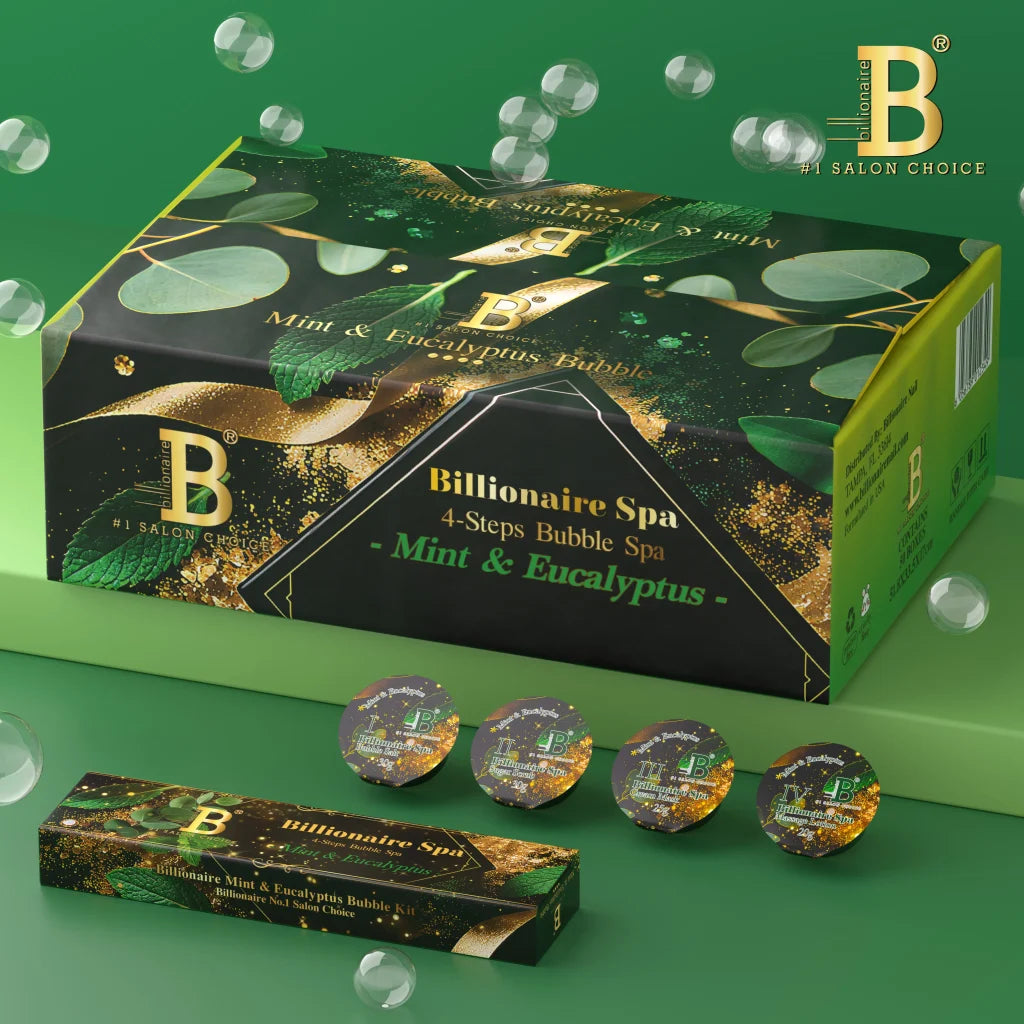 Billionaire Bubble Spa Nail Deluxe 4 Steps Pedicure Manicure Treatment Kit