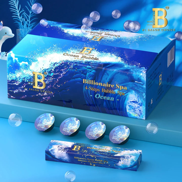Billionaire Bubble Spa Nail Deluxe 4 Steps Pedicure Manicure Treatment Kit