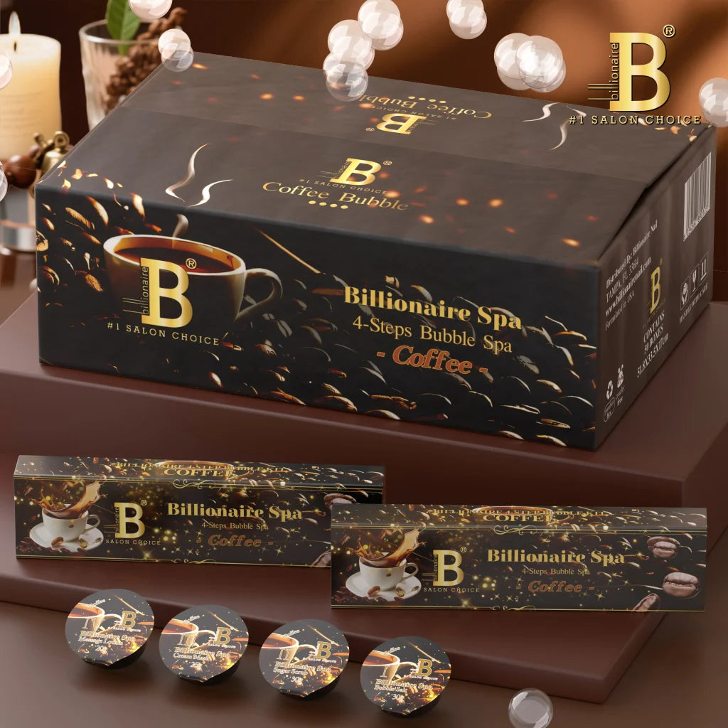 Billionaire Bubble Spa Nail Deluxe 4 Steps Pedicure Manicure Treatment Kit