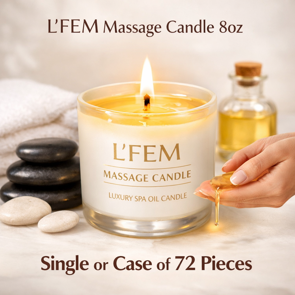 L’FEM Massage Candle 8oz (Single or 72 Pieces) – Spa Oil Candle
