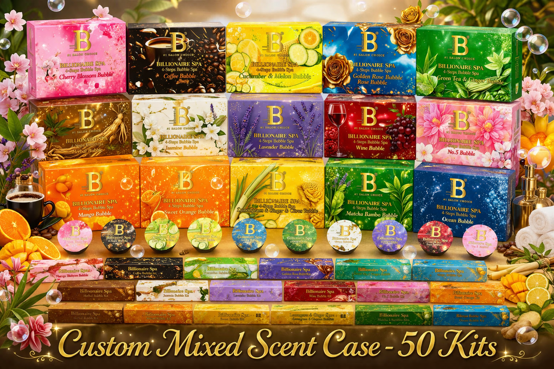 Billionaire Bubble Spa Nail Deluxe 4 Steps Pedicure Manicure Treatment Kit