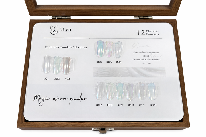 J.Lyn Magic Mirror Chrome Powder Collection – 12 Color Professional Nail Art Set