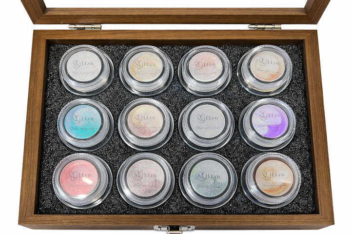 J.Lyn Magic Mirror Chrome Powder Collection – 12 Color Professional Nail Art Set