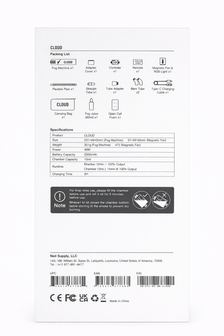 Cloud Portable Smoke Fog Machine – Rechargeable Salon Fog Generator
