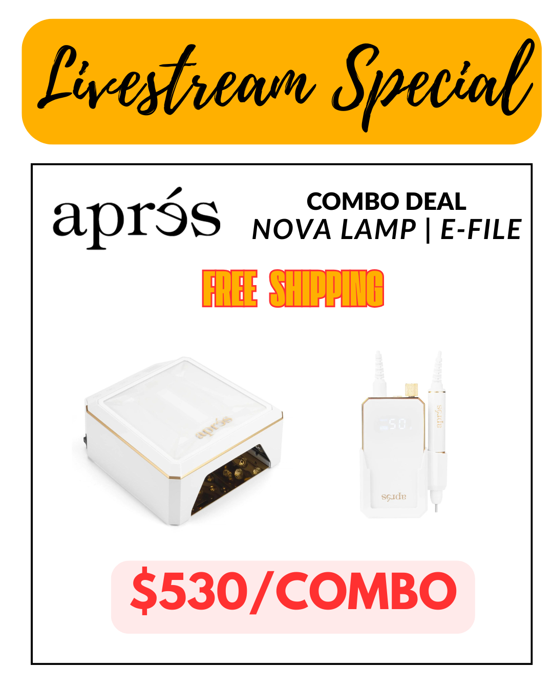 Aprés E-File Nail Drill & Nova LED Lamp Combo Deal (Black | White)