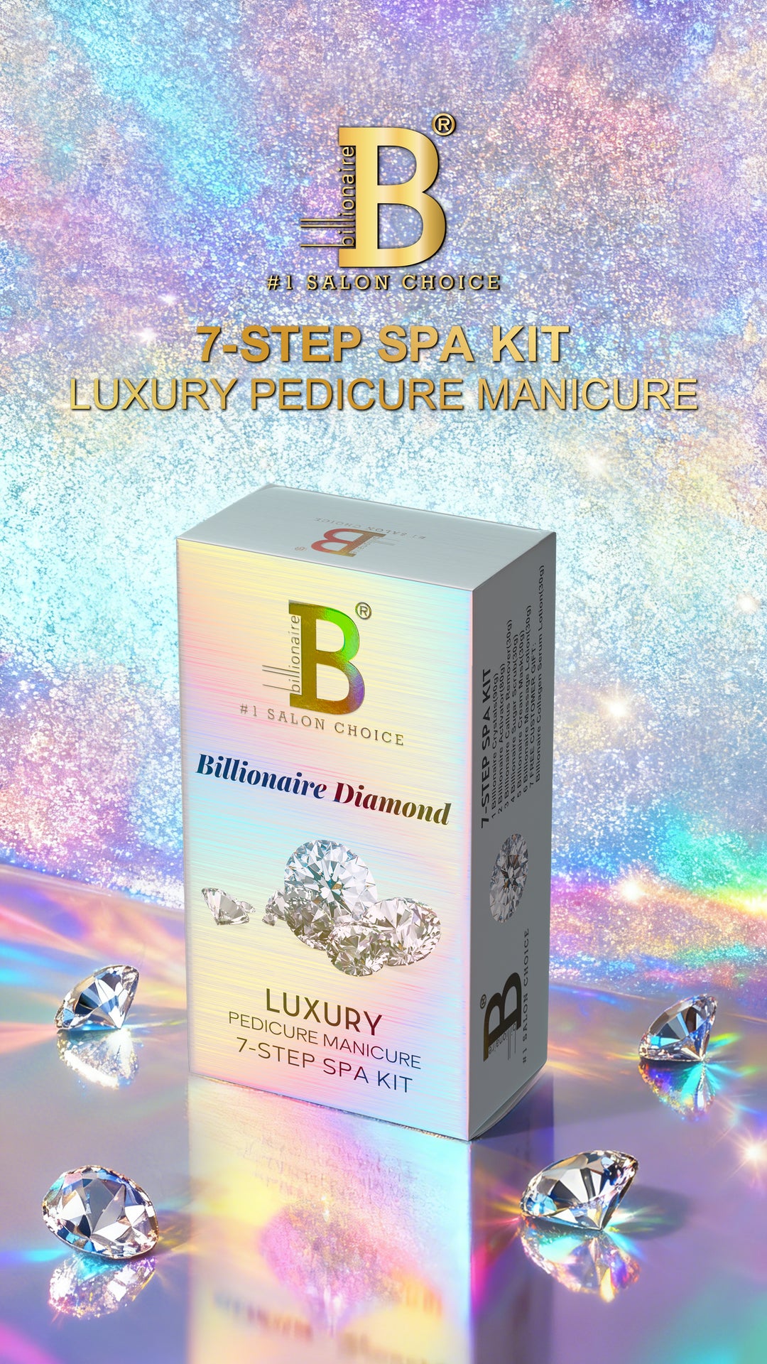 Billionaire Bubble Spa Nail Deluxe 7 Steps Pedicure Manicure Treatment Kit