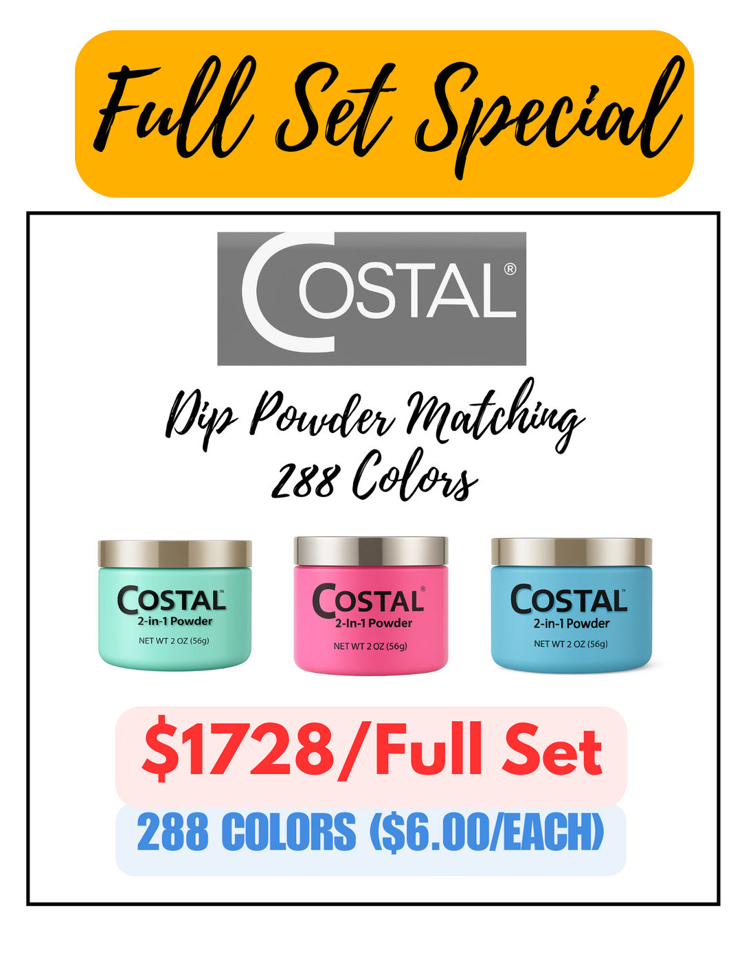 Costal Dip Powder Matching Color - Full Set 288 Colors Collection