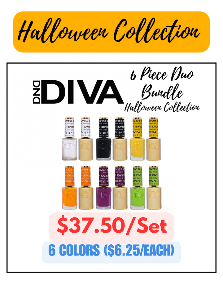 DND Diva Gel & Polish Trick or Treat 6pc Bundle - Halloween Collection Special