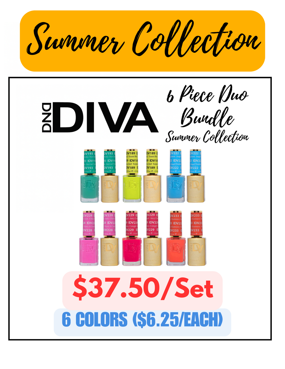 DND Diva Gel & Polish 6pc Bundle - Summer Collection Special