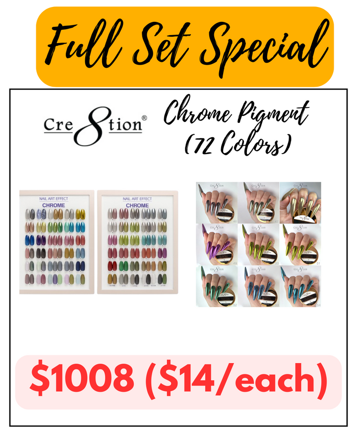 Cre8tion Chrome Nail Art Effect 1g - Full set (72 Colors)