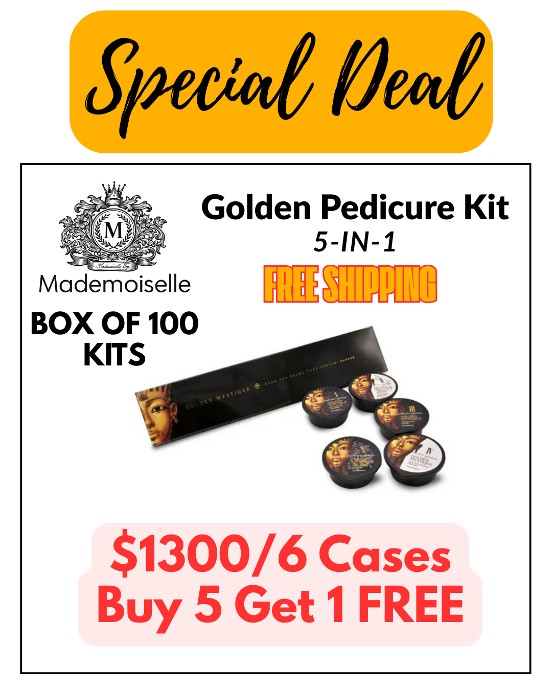 Mademoiselle Golden Spa Pedicure 5-in-1 Luxury Spa Pedicure Kit - SPECIAL