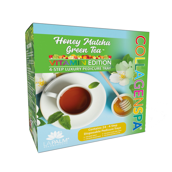 La Palm CollagenSpa Vitamin Edition 4 Step Pedicure Tray - Honey Matcha Green Tea (24 Count)