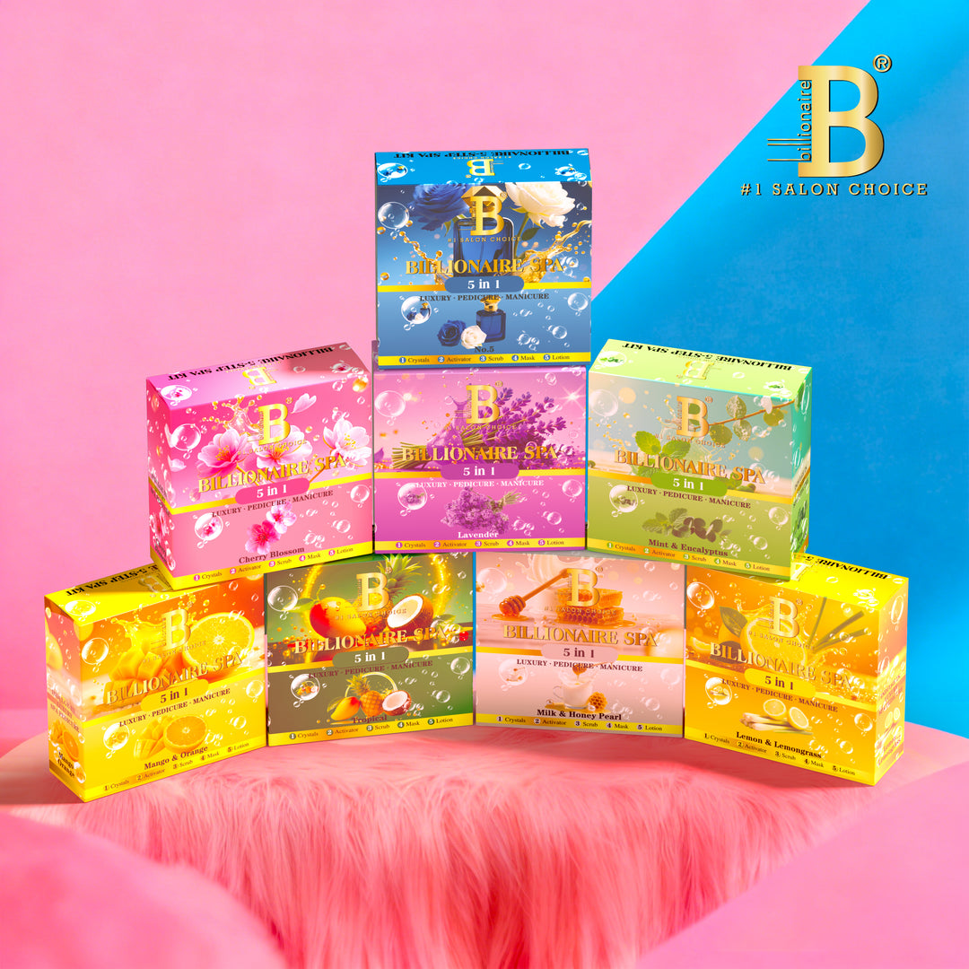 Billionaire Bubble Spa Nail Deluxe 5 Steps Pedicure Manicure Treatment Kit