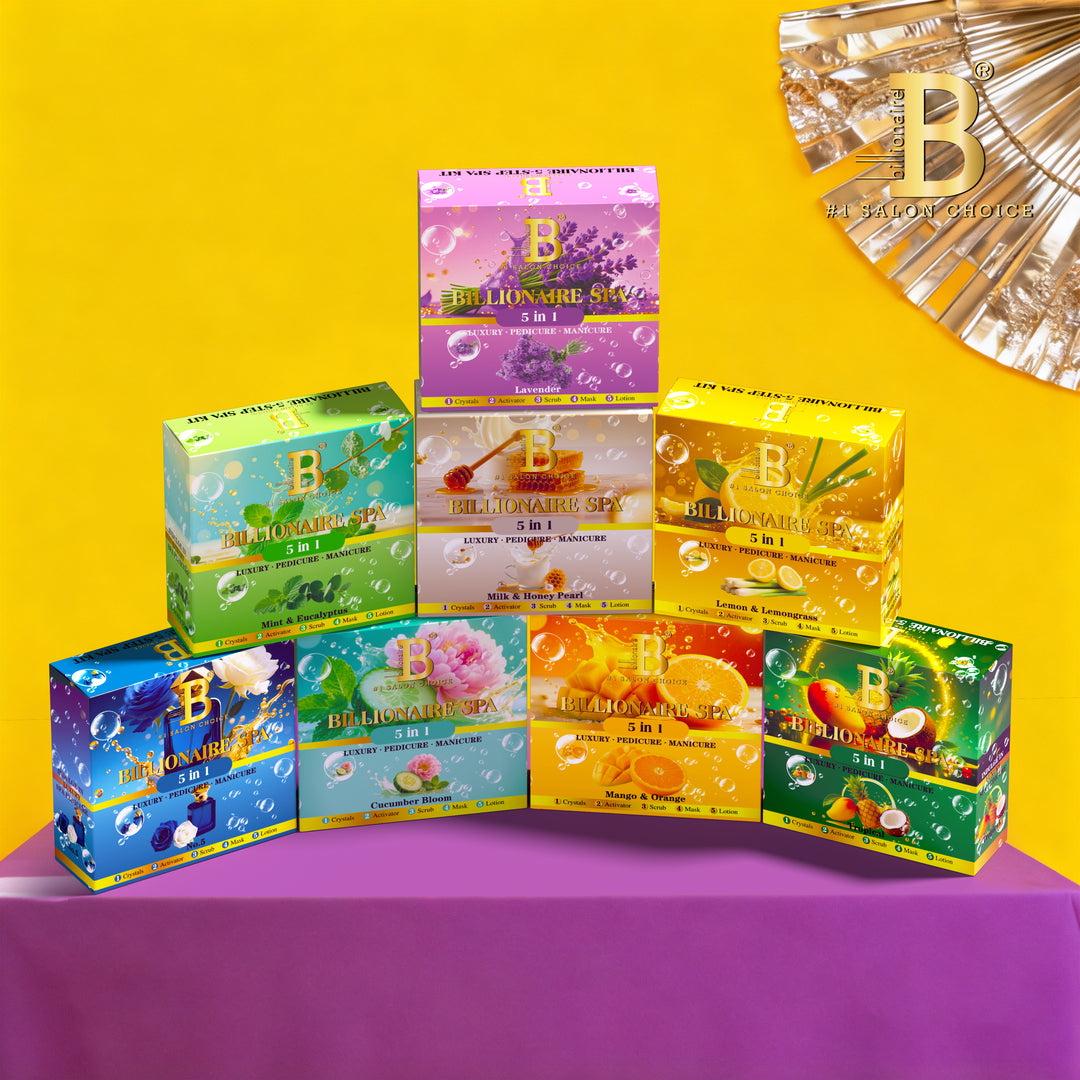 Billionaire Bubble Spa Nail Deluxe 5 Steps Pedicure Manicure Treatment Kit