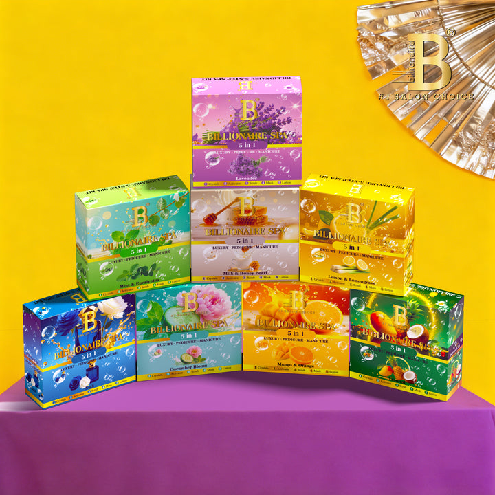 Billionaire Bubble Spa Nail Deluxe 5 Steps Pedicure Manicure Treatment Kit