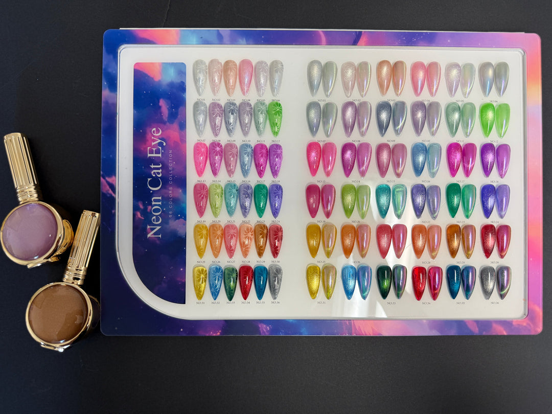 Hang Nail Product Neon Cat Eye Gel Set – 36 Colors | Display + Free Chrome #29 & Magnetic Tool