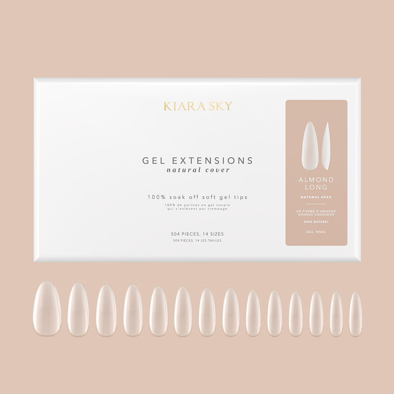 Kiara Sky Natural Gel Extensions - Almond (504 pcs.) 14 Sizes Nail Tips