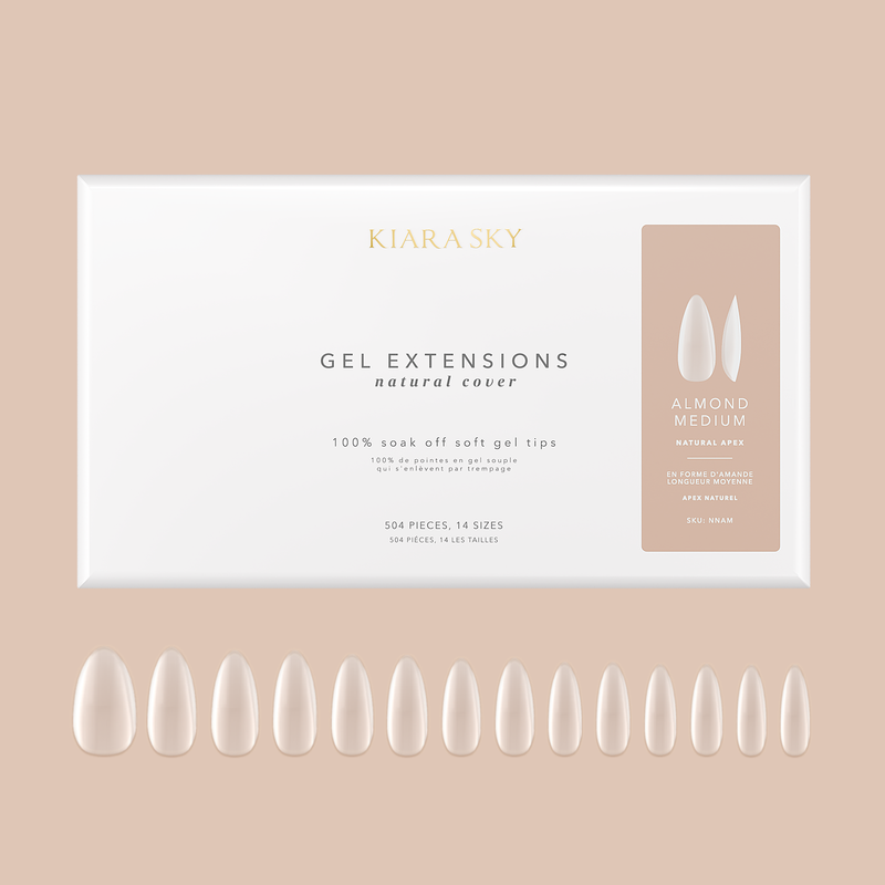 Kiara Sky Natural Gel Extensions - Almond (504 pcs.) 14 Sizes Nail Tips
