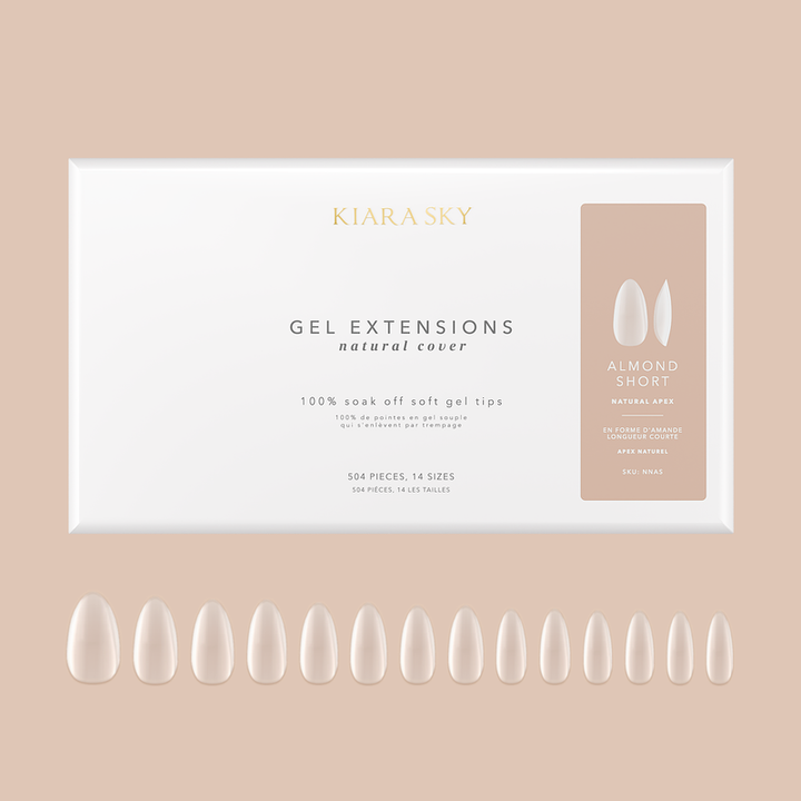 Kiara Sky Natural Gel Extensions - Almond (504 pcs.) 14 Sizes Nail Tips