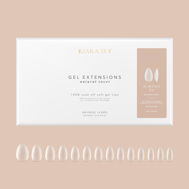 Kiara Sky Natural Gel Extensions - Almond (504 pcs.) 14 Sizes Nail Tips