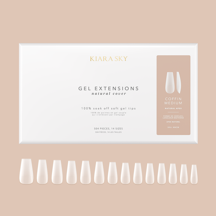 Kiara Sky Natural Gel Extensions - Coffin (504 pcs.) 14 Sizes Nail Tips