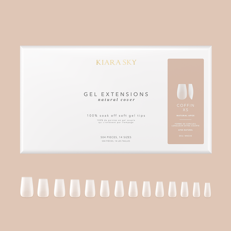 Kiara Sky Natural Gel Extensions - Coffin (504 pcs.) 14 Sizes Nail Tips