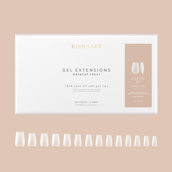 Kiara Sky Natural Gel Extensions - Coffin (504 pcs.) 14 Sizes Nail Tips