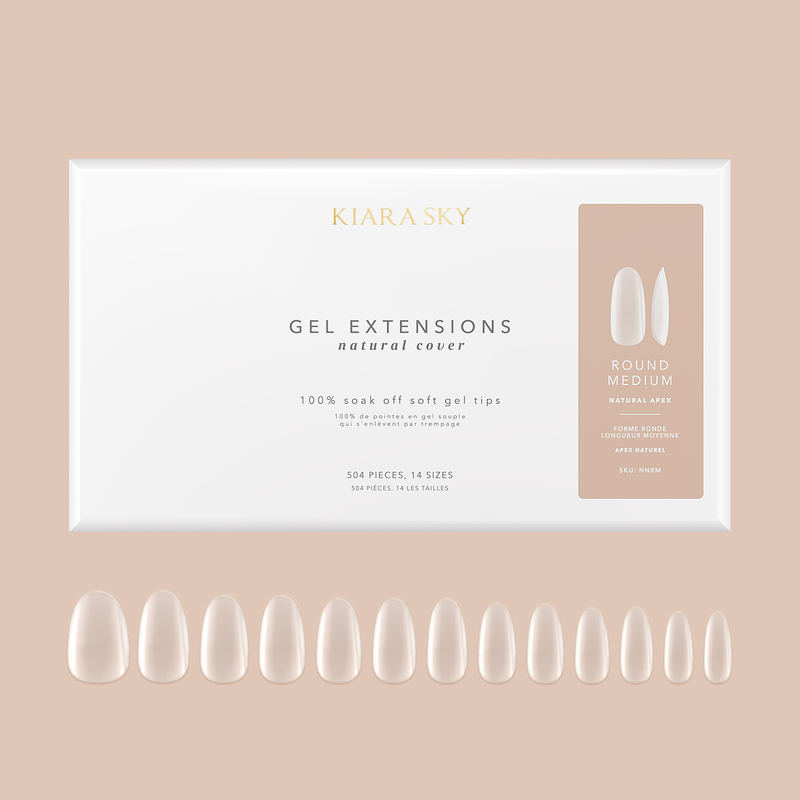Kiara Sky Natural Gel Extensions - Round (504 pcs.) 14 Sizes Nail Tips