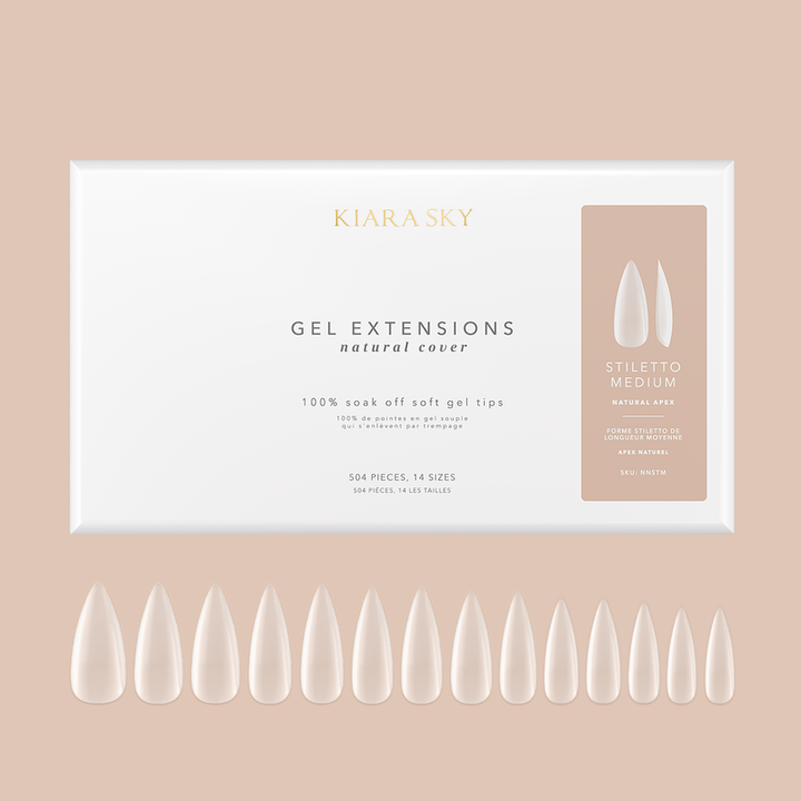 Kiara Sky Natural Gel Extensions - Stiletto (504 pcs.) 14 Sizes Nail Tips
