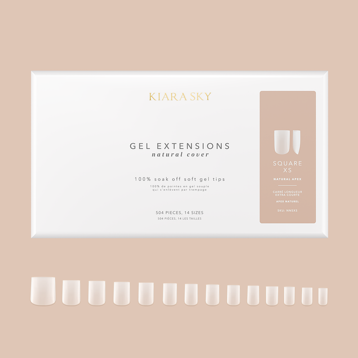 Kiara Sky Natural Gel Extensions - Square (504 pcs.) 14 Sizes Nail Tips