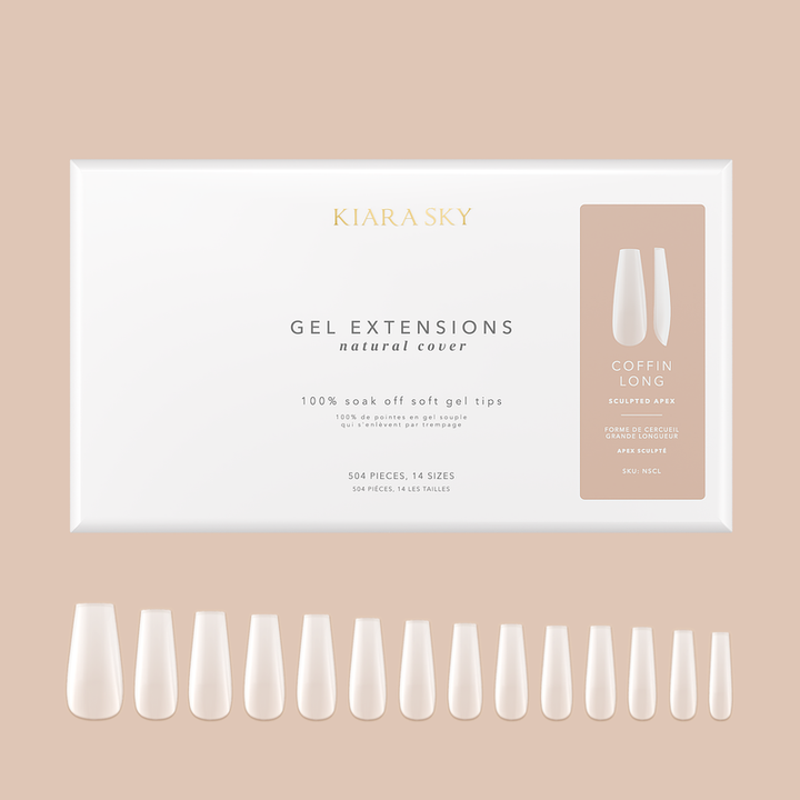 Kiara Sky Natural Gel Extensions - Coffin (504 pcs.) 14 Sizes Nail Tips
