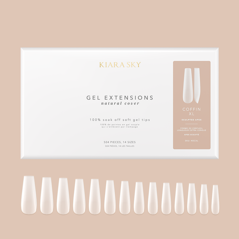 Kiara Sky Natural Gel Extensions - Coffin (504 pcs.) 14 Sizes Nail Tips