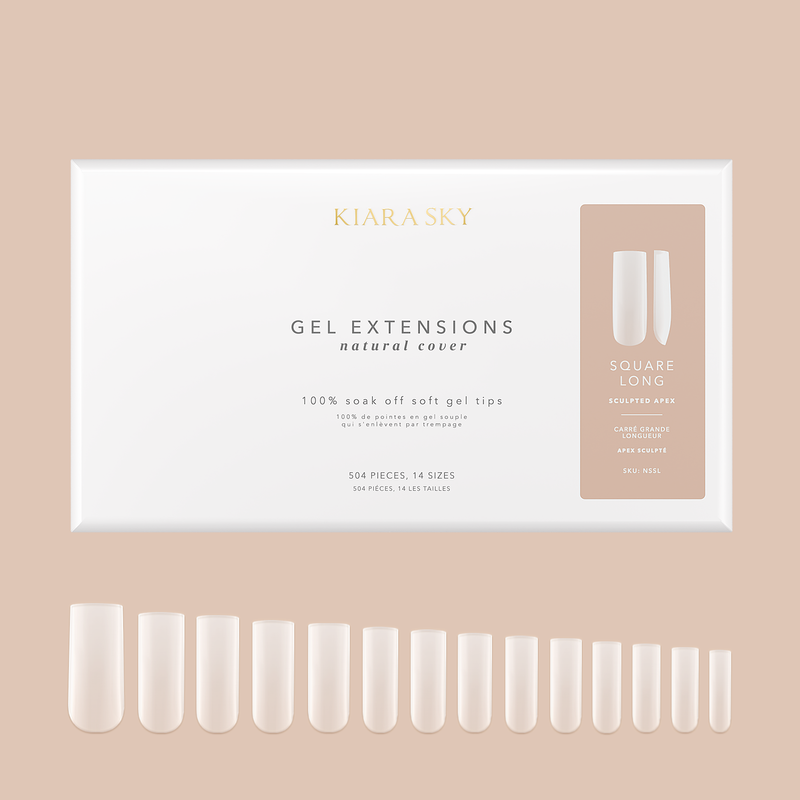 Kiara Sky Natural Gel Extensions - Square (504 pcs.) 14 Sizes Nail Tips