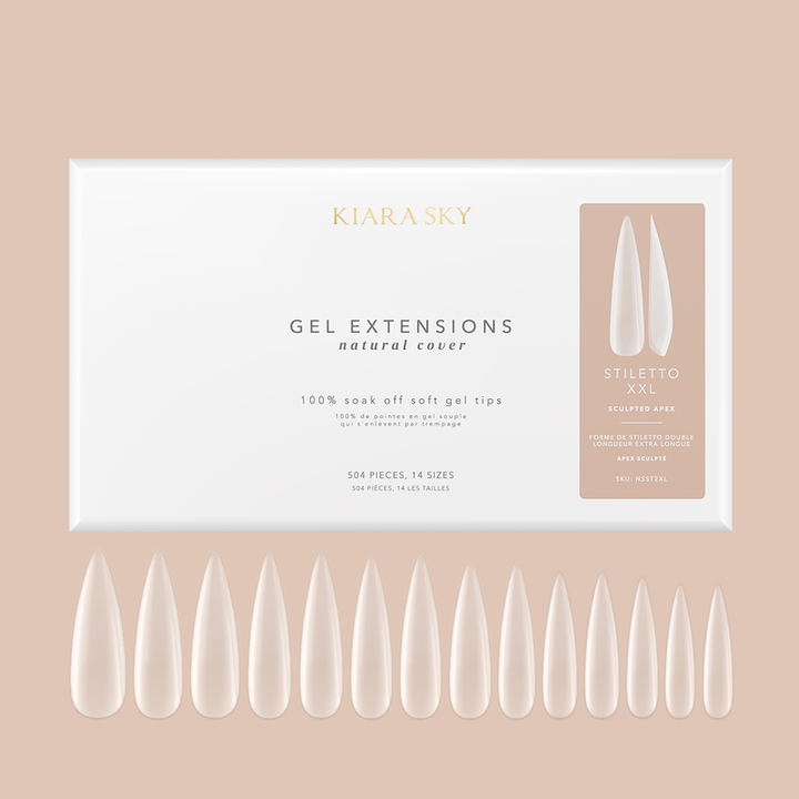 Kiara Sky Natural Gel Extensions - Stiletto (504 pcs.) 14 Sizes Nail Tips