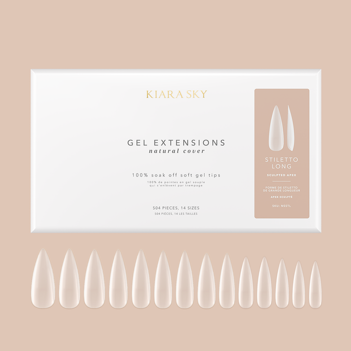 Kiara Sky Natural Gel Extensions - Stiletto (504 pcs.) 14 Sizes Nail Tips
