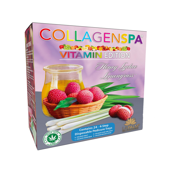 La Palm CollagenSpa Vitamin Edition 4 Step Pedicure Tray - Honey Lychee Lemongrass (24 Count)