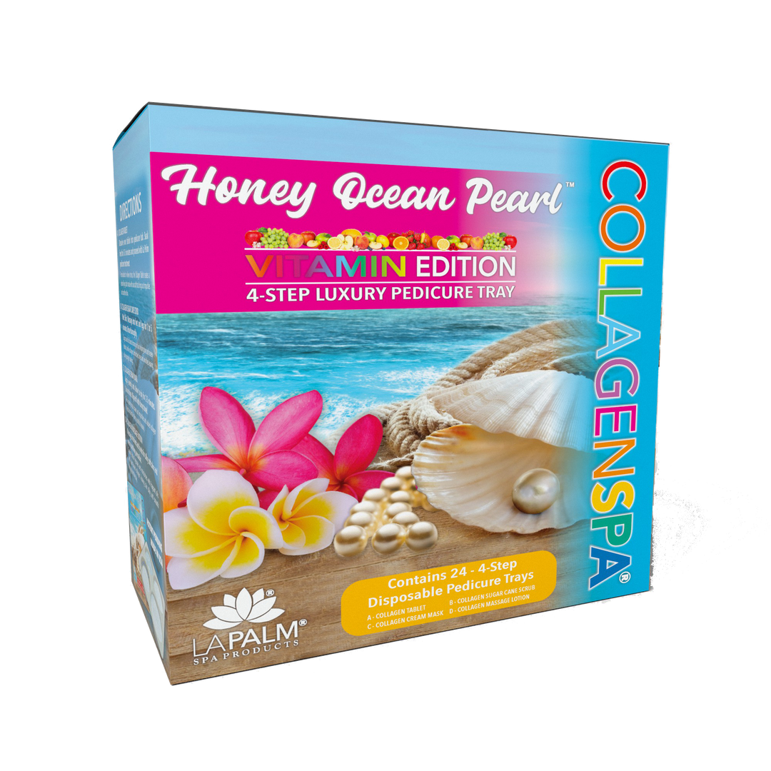 La Palm CollagenSpa Vitamin Edition 4 Step Pedicure Tray - Honey Ocean Pearl (24 Count)