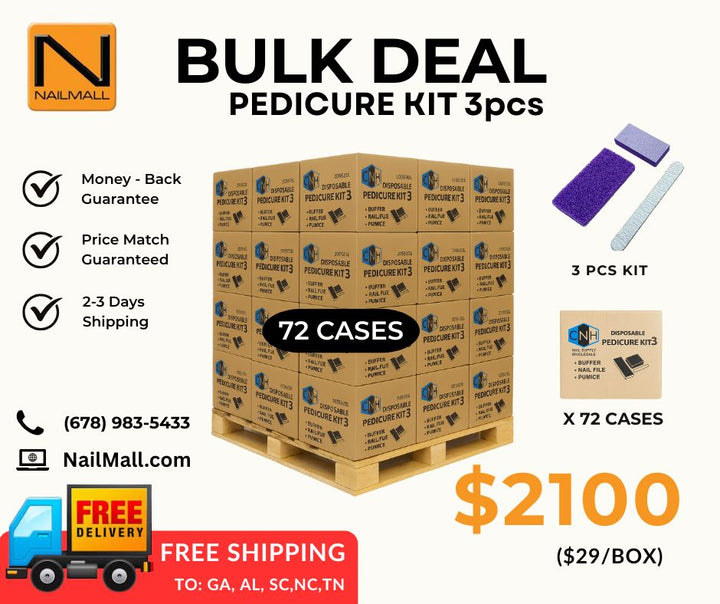 Disposable Pedicure Kit 3 Piece Kit – Bulk Pallet & Half Pallet Deals (40 or 72 Cases)