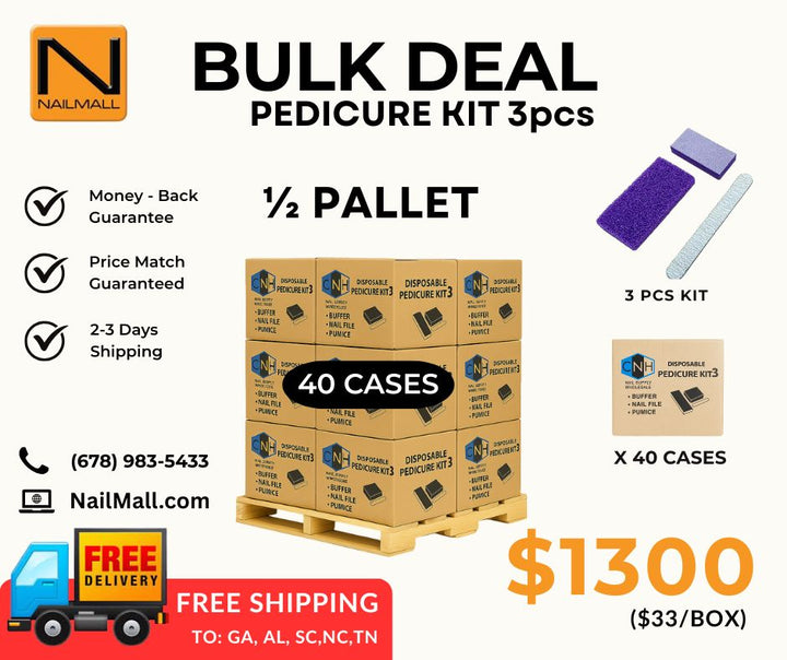 Disposable Pedicure Kit 3 Piece Kit – Bulk Pallet & Half Pallet Deals (40 or 72 Cases)