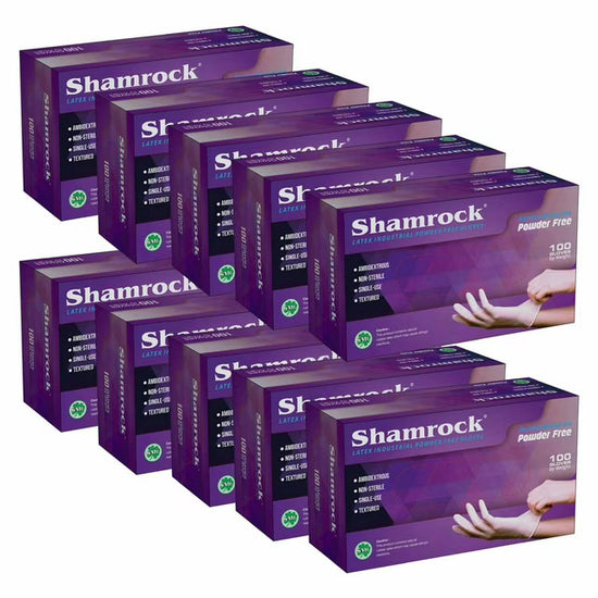 Shamrock Latex Gloves Powder Free Textured 60600 (Case | 10 count)