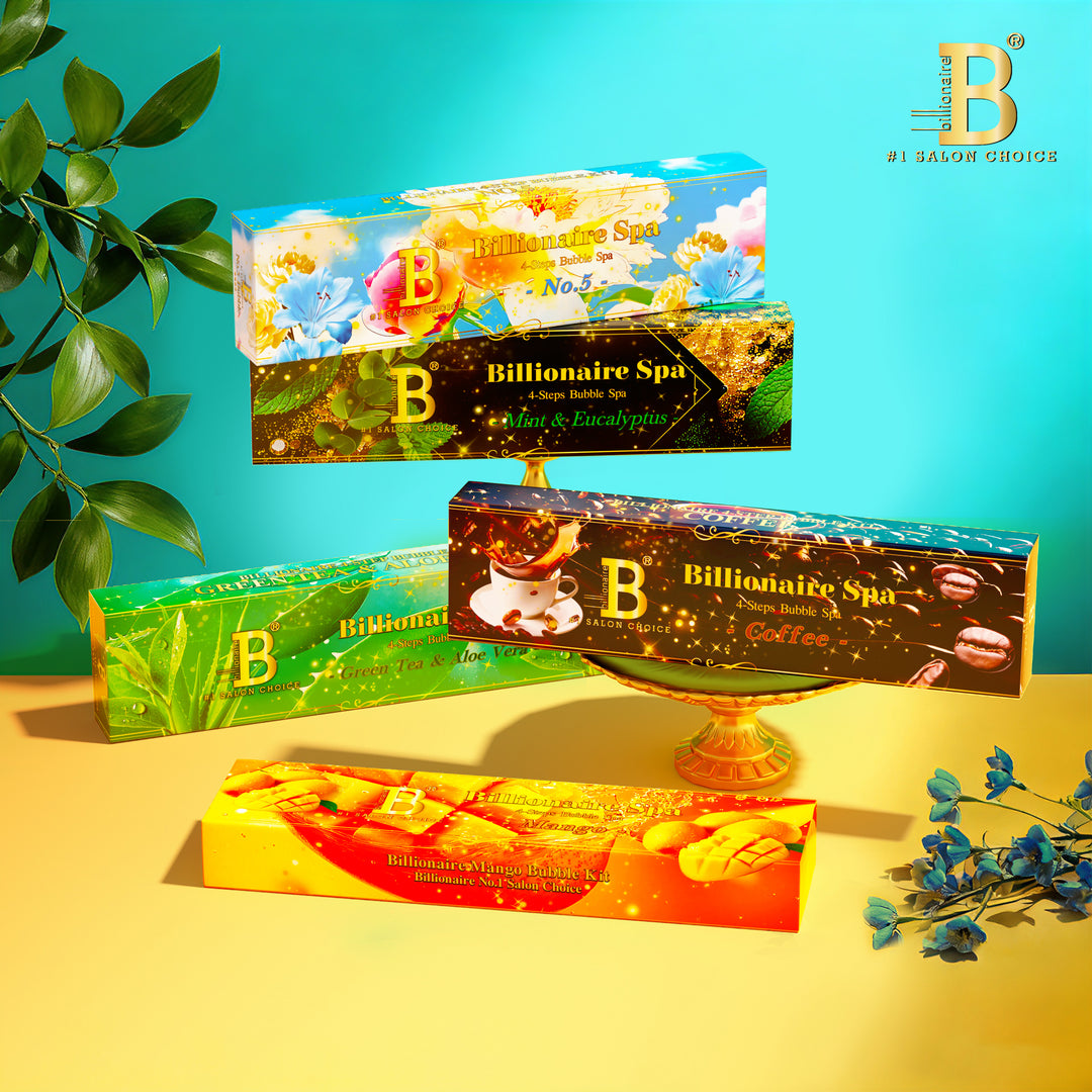 Billionaire Bubble Spa Nail Deluxe 4 Steps Pedicure Manicure Treatment Kit