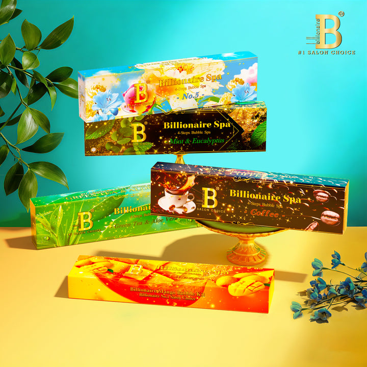 Billionaire Bubble Spa Nail Deluxe 4 Steps Pedicure Manicure Treatment Kit