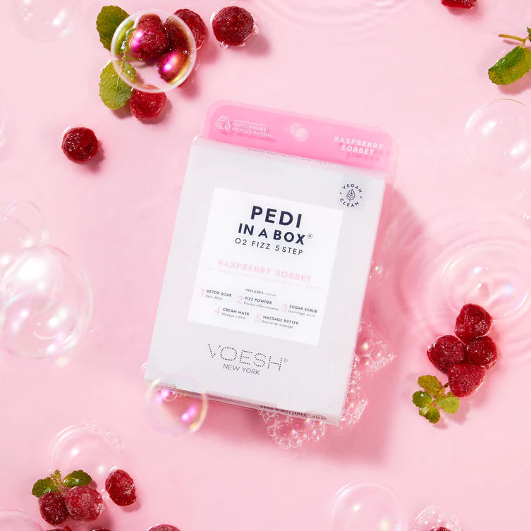 VOESH Pedi in a Box - O2 Fizz 5 Step Raspberry Sorbet